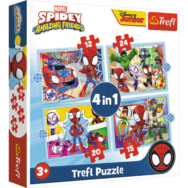 Фото - Пазли (3-4 роки) Trefl 4в1 Spiderman Команда Спайда (46114)