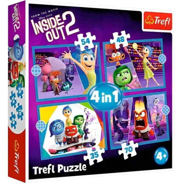 Фото - Пазли (3-4 роки) Trefl 4в1 Inside Out 2 Правлять емоції (46527)
