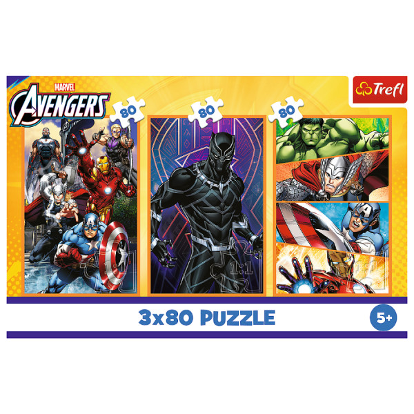 Фото - Пазли (5-7 років) Trefl 3x80 The Avengers Дні наповнені діями (48835)
