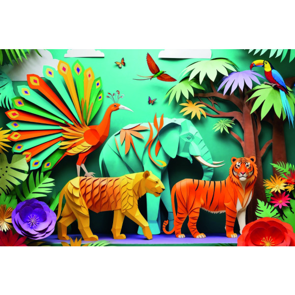 Фото - Пазли (5-7 років) Trefl "160" 40 річний ювілей Трефл/Мистецтво з паперу: джунглі (00519)