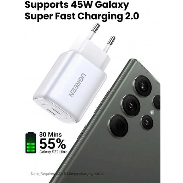 Фото - Мережевий зарядний пристрій UGREEN CD294 Nexode 45W Charger White (15327)