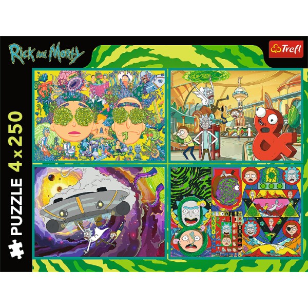 Фото - Пазли (8 +) Trefl Rick and Morty Закручений світ 4x250 ел. (33387)