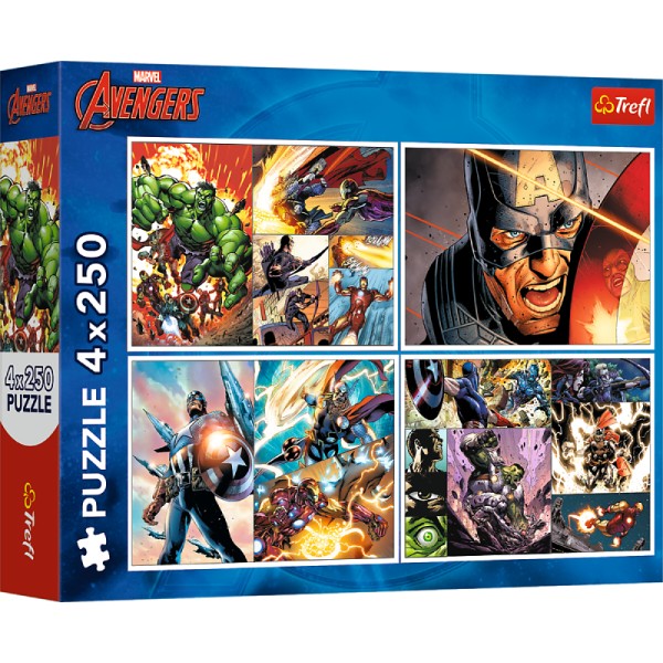 Фото - Пазлы (8+) Trefl The Avengers Героические дни 4x250 эл. (33097)