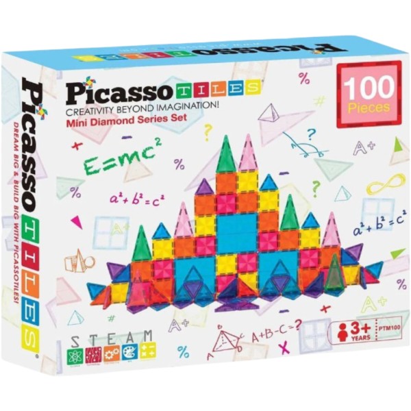 Фото - Магнитный конструктор Picasso Tiles MINI DIAMOND SERIES SET 100 деталей (22327)