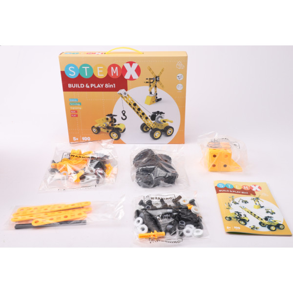 Фото - Пластиковий конструктор STEAM з болтами: BUILD AND PLAY 8в1 на 100 деталей (73322)
