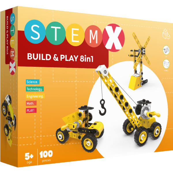 Фото - Пластиковий конструктор STEAM з болтами: BUILD AND PLAY 8в1 на 100 деталей (73322)