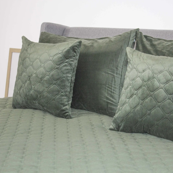 Фото - Покривало двоспальне ТЕП VELOUR 180х240 см ДАРК ГРІН/Ромб круглий (4-00516_33936)