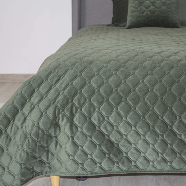 Фото - Покривало двоспальне ТЕП VELOUR 180х240 см ДАРК ГРІН/Ромб круглий (4-00516_33936)