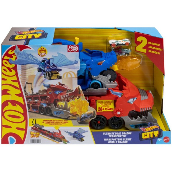 Фото - Ігровий набір Hot Wheels City Транспортер-трансформер Два дракони (JBM72)