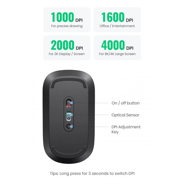 Фото - Мышь беспроводная UGREEN MU001 Black (90372)