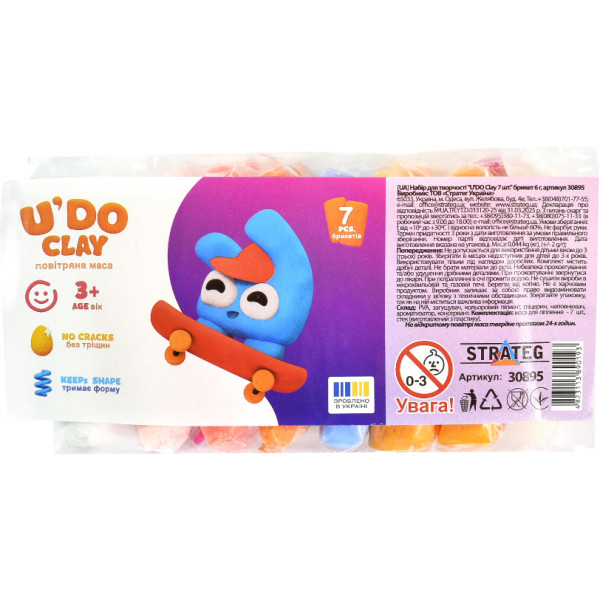 Фото - Маса для ліплення Strateg U'DOClay 7 шт. (30895)