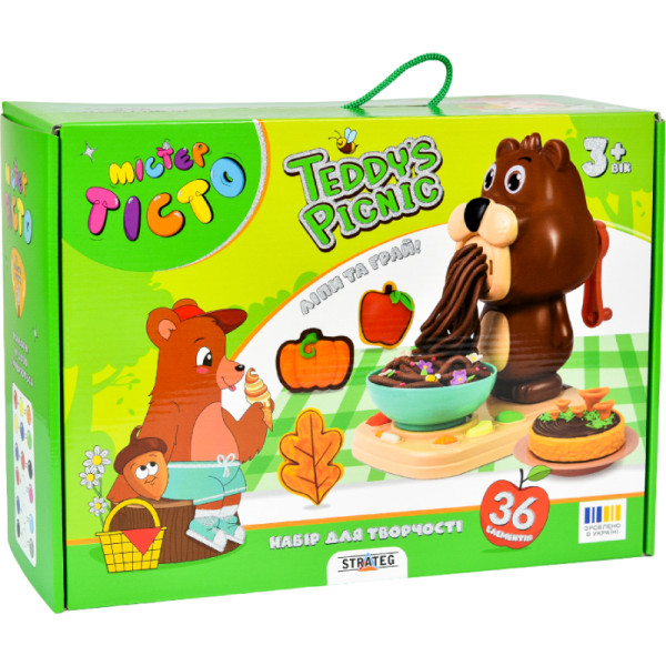 Фото - Ліплення з тіста Strateg Містер тісто Teddy's Picnic українською мовою (41033)