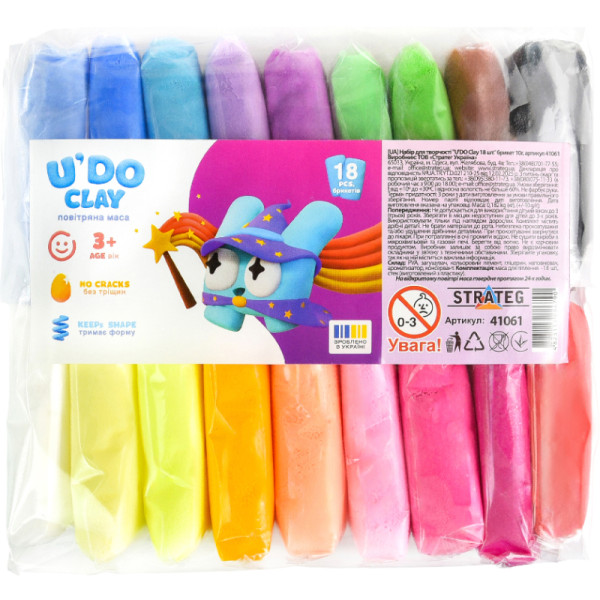 Фото - Маса для ліплення Strateg U'DO Clay 18 шт. (41061)