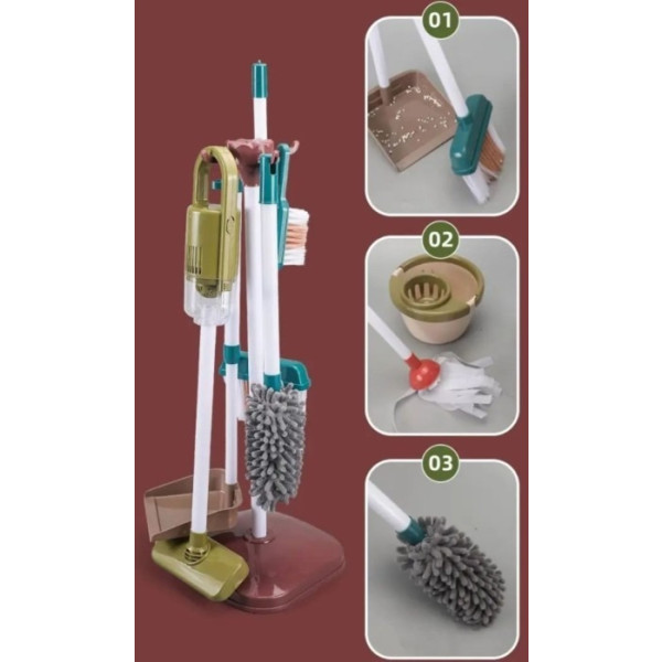 Фото - Сюжетно-ролевая игра. Дом. Бытовая техника Bambi набор для уборки 667-58 со стойкой и пылесосом 23 пр. (1171371)