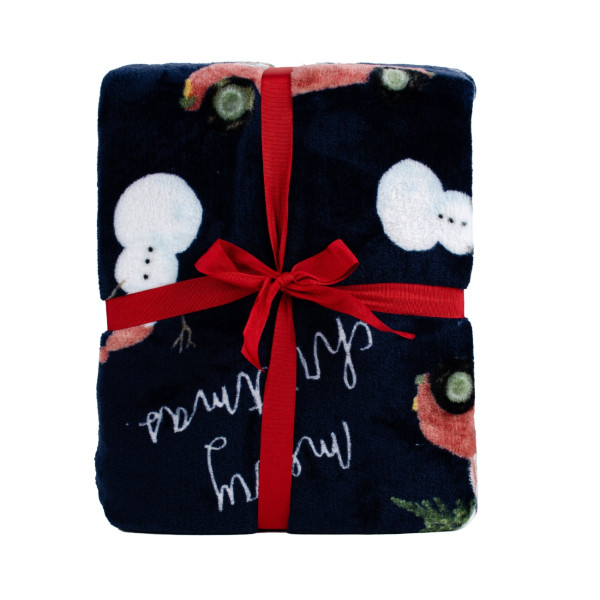 Фото - Плед полуторний Biltex новорічний синій Holiday Haul 150х200 (4820298410482)