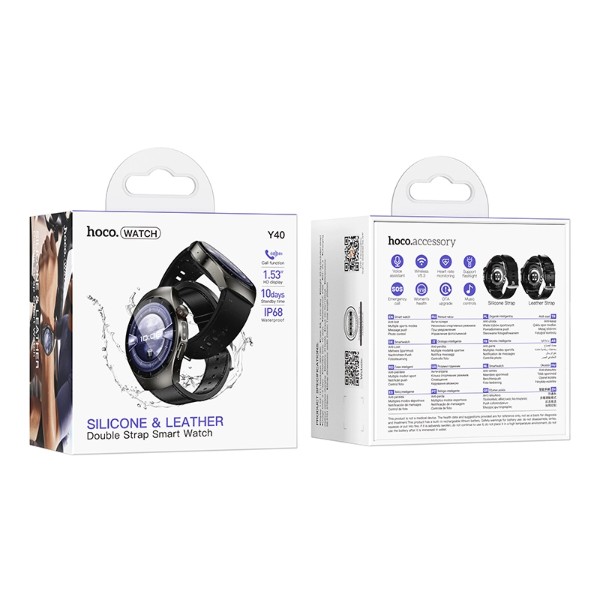 Фото - Смарт-годинник HOCO Y40 38mm. 315 mAh. IP68 Black (6942007672078)