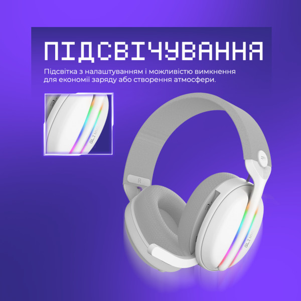 Фото - Гарнітура бездротова ігрова Proove Gaming Glimmer (APP) White/Purple (WHGL00022017)