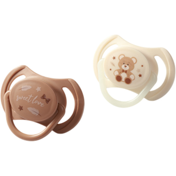 Фото - Симметричная пустышка BabyOno 0-6 мес. бежевая/коричневая (1669/01)