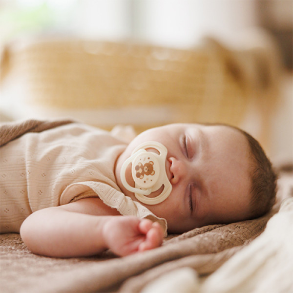 Фото - Симметричная пустышка BabyOno 0-6 мес. бежевая/коричневая (1669/01)