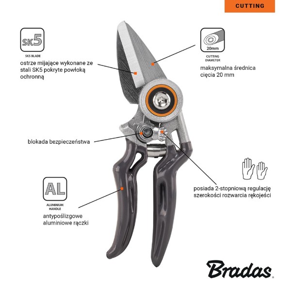 Фото - Секатор BRADAS SK5, ALU, V-SERIES (KT-V1042)