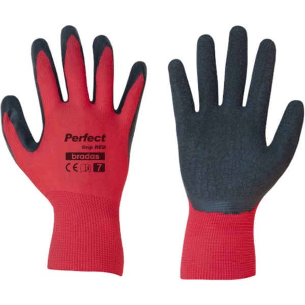 Фото - Перчатки садовые BRADAS Perfect Grip Red с латексным покрытием, размер 9, 12 пар Красные с черным (RWPGRD9)