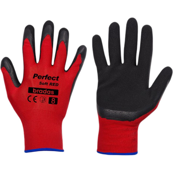 Фото - Рукавички садові BRADAS Perfect Soft Red з латексним покриттям, розмір 9, 12 пар Червоні (RWPSRD9)