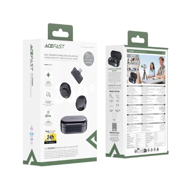 Фото - Микрофонная система AceFast R3 dual-mic (Type-C) Black (6974316285847)