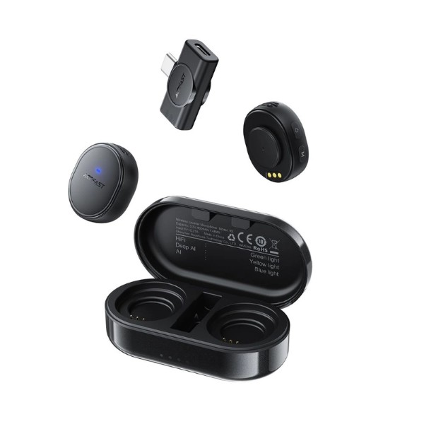Фото - Микрофонная система AceFast R3 dual-mic (Type-C) Black (6974316285847)