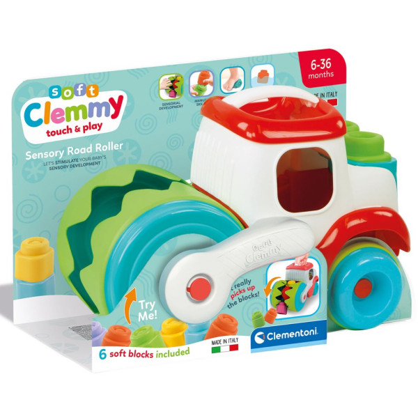 Фото - Базовий ігровий транспорт для малюка Clementoni Sensory Road Roller серія Soft Clemmy (17495)