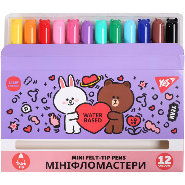 Фото - Фломастери YES 12 кол. Line Friends Mini (650594)