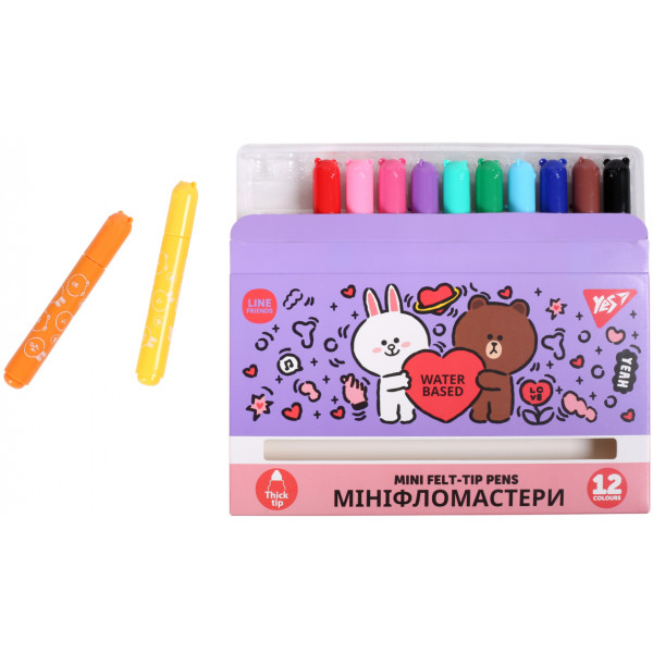Фото - Фломастери YES 12 кол. Line Friends Mini (650594)