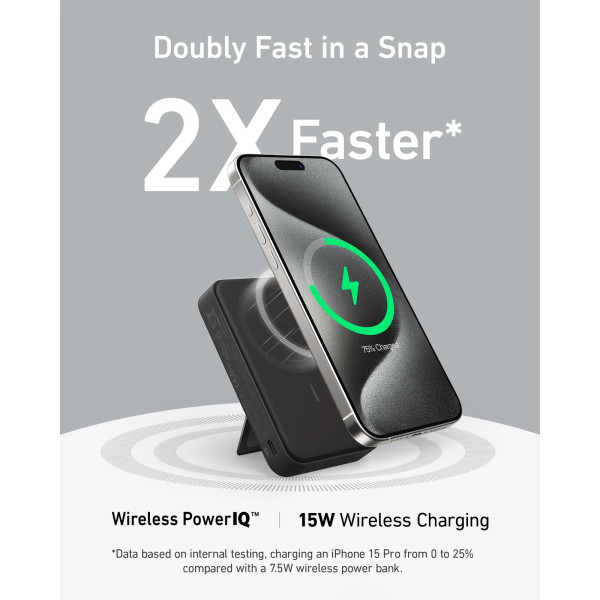 Фото - Батарея мобільна Anker MagGo 10000 mAh Qi2 15W + USB-C PD 27W Black (A1654G11)