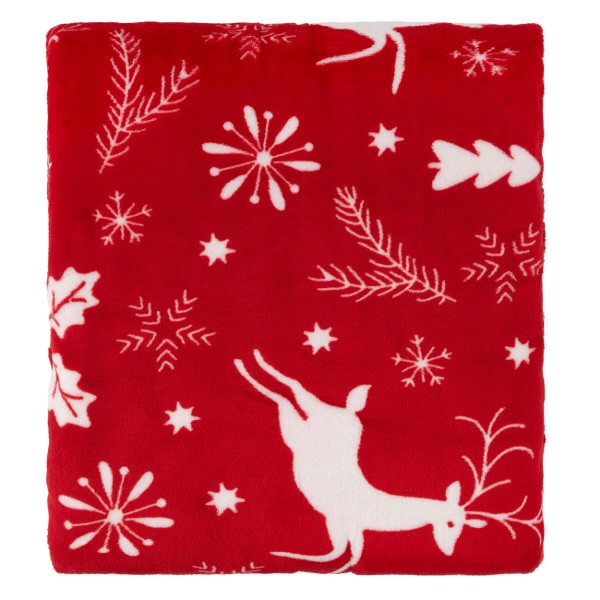 Фото - Плед двоспальний ARDESTO Christmas Flannel 160х200 см олені червоний (ART0126PB)