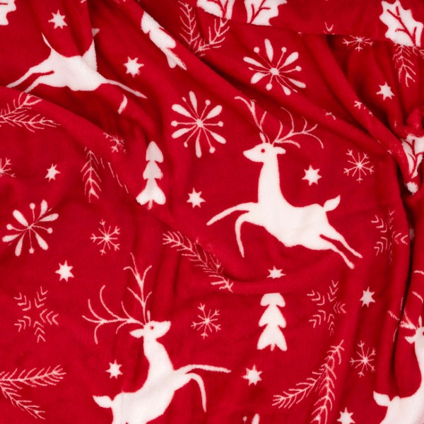 Фото - Плед двоспальний ARDESTO Christmas Flannel 160х200 см олені червоний (ART0126PB)
