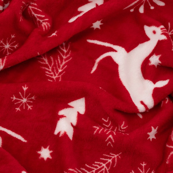 Фото - Плед двоспальний ARDESTO Christmas Flannel 160х200 см олені червоний (ART0126PB)
