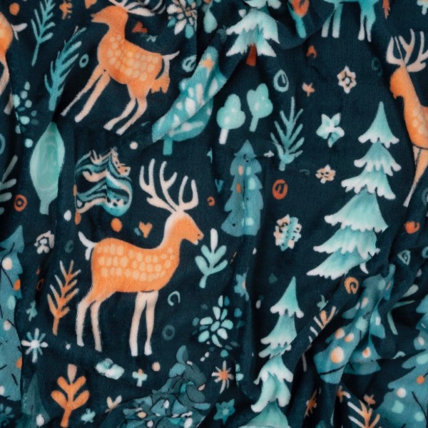 Фото - Плед двуспальный ARDESTO Christmas Flannel 160х200 см зеленый олени (ART0127PB)
