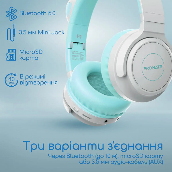 Фото - Наушники накладные беспроводные Promate Panda.Aqua