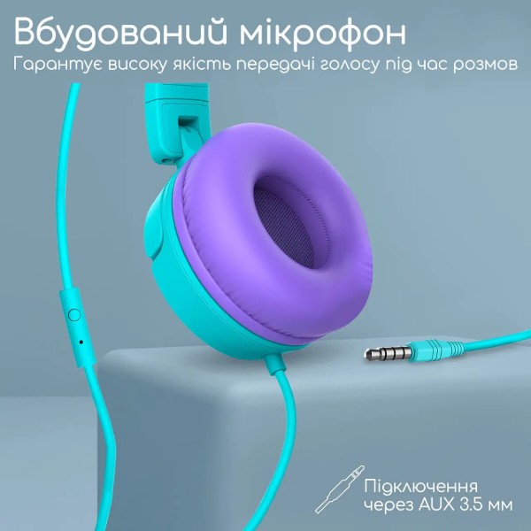 Фото - Наушники полноразмерные проводные Promate Jewel Aqua