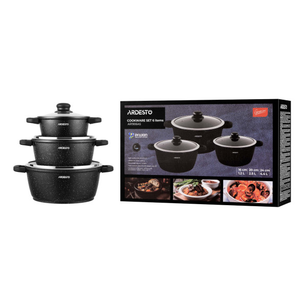 Фото - Набор посуды ARDESTO Gemini Anzio 6 пр. черный (AR1906AS)