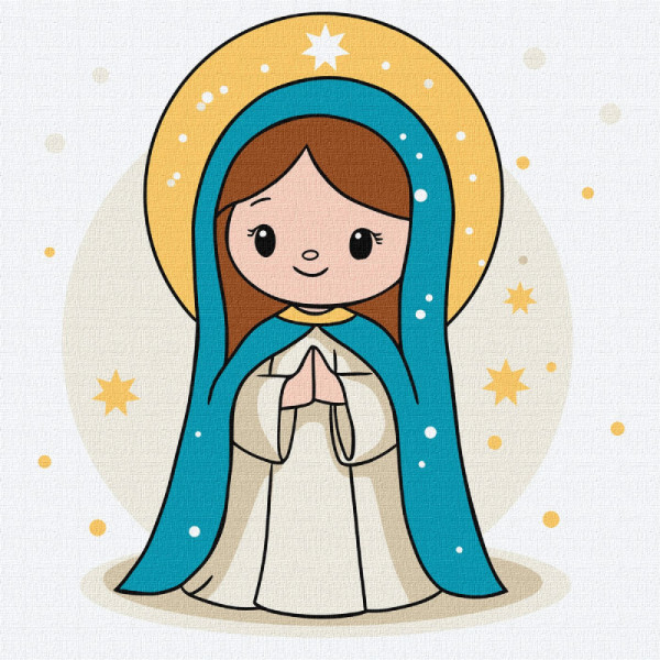 Фото - Картина за номерами Ideyka Ніжність і милосердя 25х25 см (KHO1195) Фото - Картина за номерами Ideyka Ніжність і милосердя 25х25 см (KHO1195)