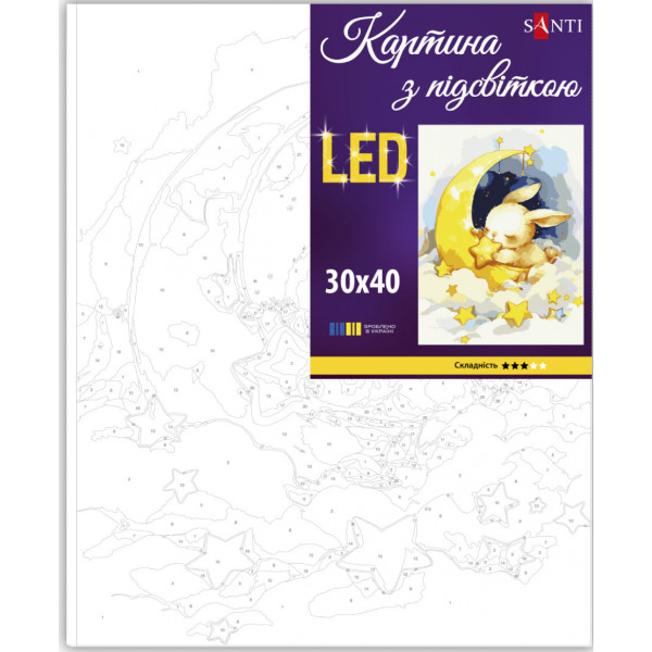 Фото - Картина за номерами Santi Зайченя з зірочкою 30х40 см LED підсвітка (956443)