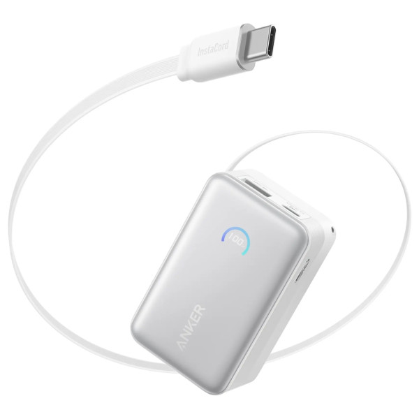 Фото - Батарея мобильная Anker Nano - 10000 mAh 45W Built-In USB-C Cable White (A1638H21)