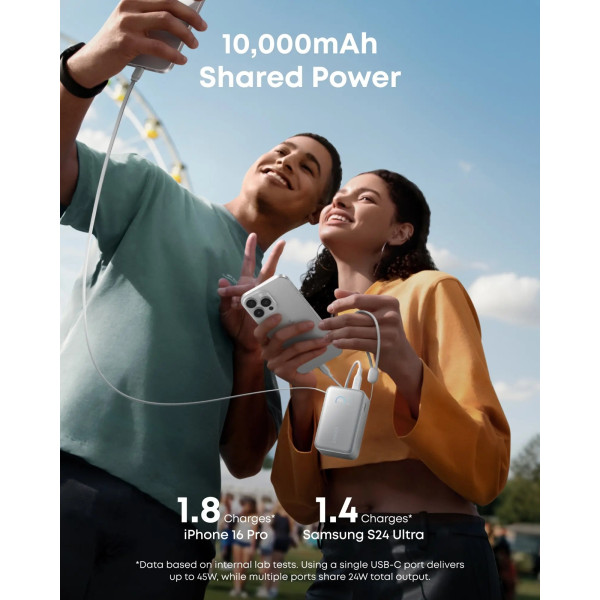 Фото - Батарея мобильная Anker Nano - 10000 mAh 45W Built-In USB-C Cable White (A1638H21)