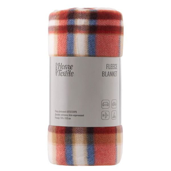 Фото - Плед односпальний Ardesto Fleece 130x160 см клітинка, біло-коричневий (ART0720PB)