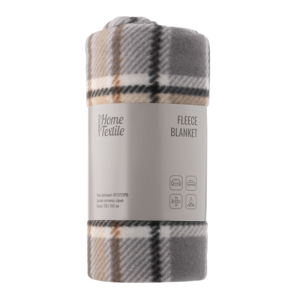 Фото - Плед односпальний Ardesto Fleece 130x160 см клітинка, сірий (ART0721PB)
