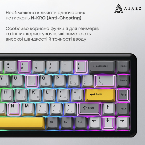 Фото - Клавиатура проводная игровая Ajazz AK680 MAX Magnetic Switch RGB USB Black (AK680-M-BGY-AW)