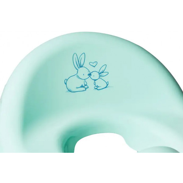 Фото - Дитяча накладка на унітаз класична Tega Baby Зайчики з антиковзаючою гумою М'ятний (KR-002-105)