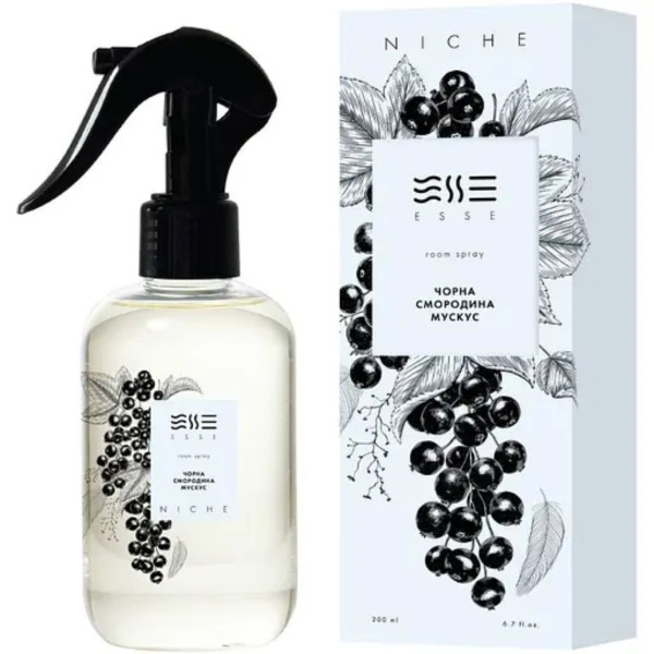 Фото - Освіжувач повітря спрей Esse NIche Рум спрей Чорна Смородина Мускус 200 мл (4820288090793) Фото - Освіжувач повітря спрей Esse NIche Рум спрей Чорна Смородина Мускус 200 мл (4820288090793)