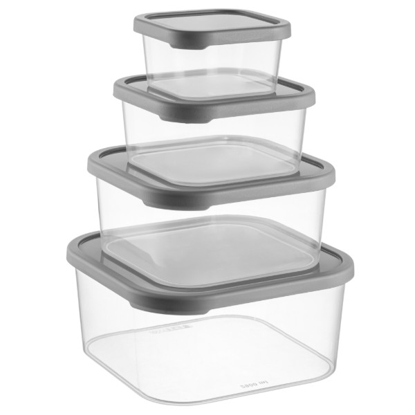 Фото - Набор емкостей для хранения Idea Home Quick Box Gray 0.4/0.9/1.8/2.9 (00655 Gray)