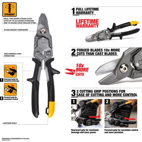 Фото - Ножиці по металу TOUGHBUILT Bulldog 243 мм (TB-H4-60-B)